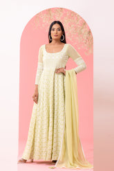 Embroidered pista green anarkali - kasumi.in